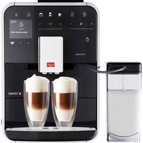 Melitta® Kaffeevollautomat Melitta Barista T Smart Schwarz F830 102 6761412 1 – Black smart coffee machine front view with display panel