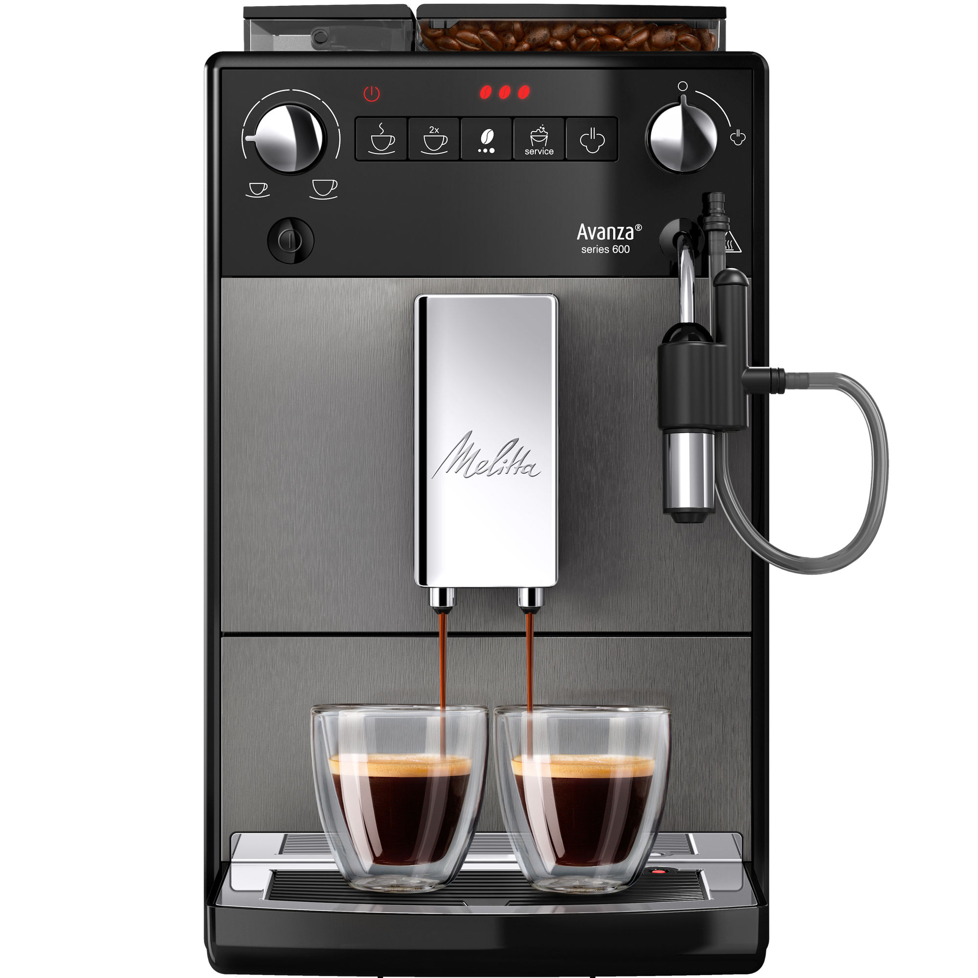 Melitta® Kaffeevollautomat Melitta Avanza Edelstahl 6767843 25 – Person interacting with coffee machine close-up