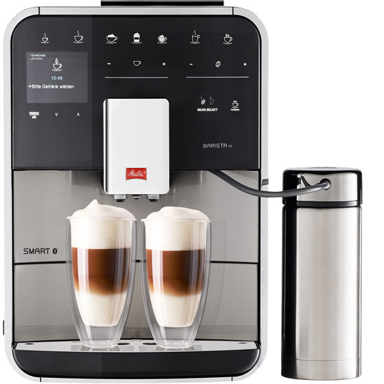 Melitta® Kaffeevollautomat Melitta Barista TS Edelstahl Smart 6761417 – Studio shot of full silver machine in upright position